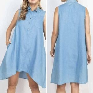 Sleeveless Light Blue Denim Dress